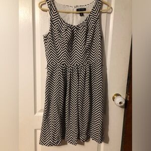 White House Black Market Black and White Chevron Dress